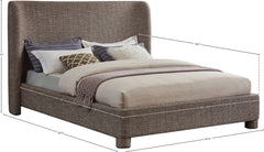 Seabreeze Brown Textured Fabric Upholstered Full Bed - Ornate Home
