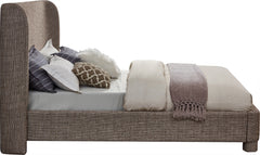 Seabreeze Brown Textured Fabric Upholstered Full Bed - Ornate Home