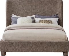 Seabreeze Brown Textured Fabric Upholstered Full Bed - Ornate Home