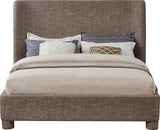 Seabreeze Brown Textured Fabric Upholstered King Bed - Ornate Home