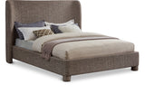 Seabreeze Brown Textured Fabric Upholstered King Bed - Ornate Home