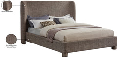 Seabreeze Brown Textured Fabric Upholstered Queen Bed - Ornate Home