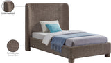 Seabreeze Brown Textured Fabric Upholstered Twin Bed - Ornate Home