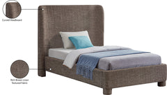 Seabreeze Brown Textured Fabric Upholstered Twin Bed - Ornate Home