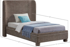 Seabreeze Brown Textured Fabric Upholstered Twin Bed - Ornate Home