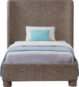 Seabreeze Brown Textured Fabric Upholstered Twin Bed - Ornate Home