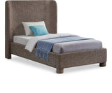 Seabreeze Brown Textured Fabric Upholstered Twin Bed - Ornate Home