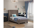 Seabreeze Brown Textured Fabric Upholstered Twin Bed - Ornate Home