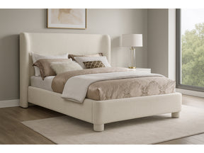 Seabreeze Cream Chenille Fabric Upholstered King Bed - Ornate Home