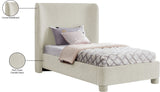 Seabreeze Cream Chenille Fabric Upholstered Twin Bed - Ornate Home