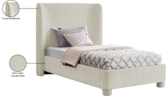 Seabreeze Cream Chenille Fabric Upholstered Twin Bed - Ornate Home
