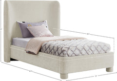 Seabreeze Cream Chenille Fabric Upholstered Twin Bed - Ornate Home