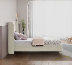 Seabreeze Cream Chenille Fabric Upholstered Twin Bed - Ornate Home