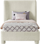 Seabreeze Cream Chenille Fabric Upholstered Twin Bed - Ornate Home