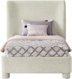 Seabreeze Cream Chenille Fabric Upholstered Twin Bed - Ornate Home