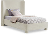 Seabreeze Cream Chenille Fabric Upholstered Twin Bed - Ornate Home