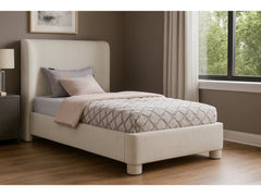 Seabreeze Cream Chenille Fabric Upholstered Twin Bed - Ornate Home