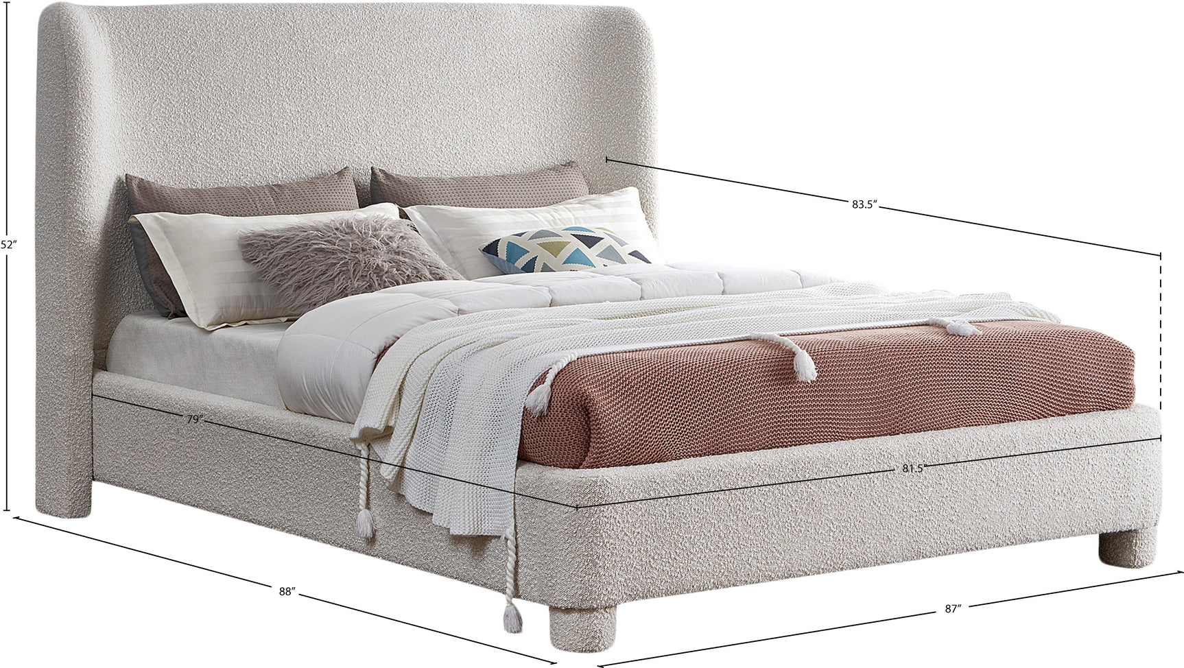 Seabreeze Cream Fabric Upholstered King Bed - Ornate Home