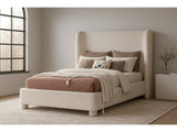 Seabreeze Cream Fabric Upholstered King Bed - Ornate Home