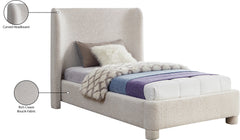Seabreeze Cream Fabric Upholstered Twin Bed - Ornate Home