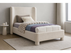 Seabreeze Cream Fabric Upholstered Twin Bed - Ornate Home
