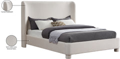 Seabreeze Cream Textured Fabric Upholstered Full Bed - Ornate Home