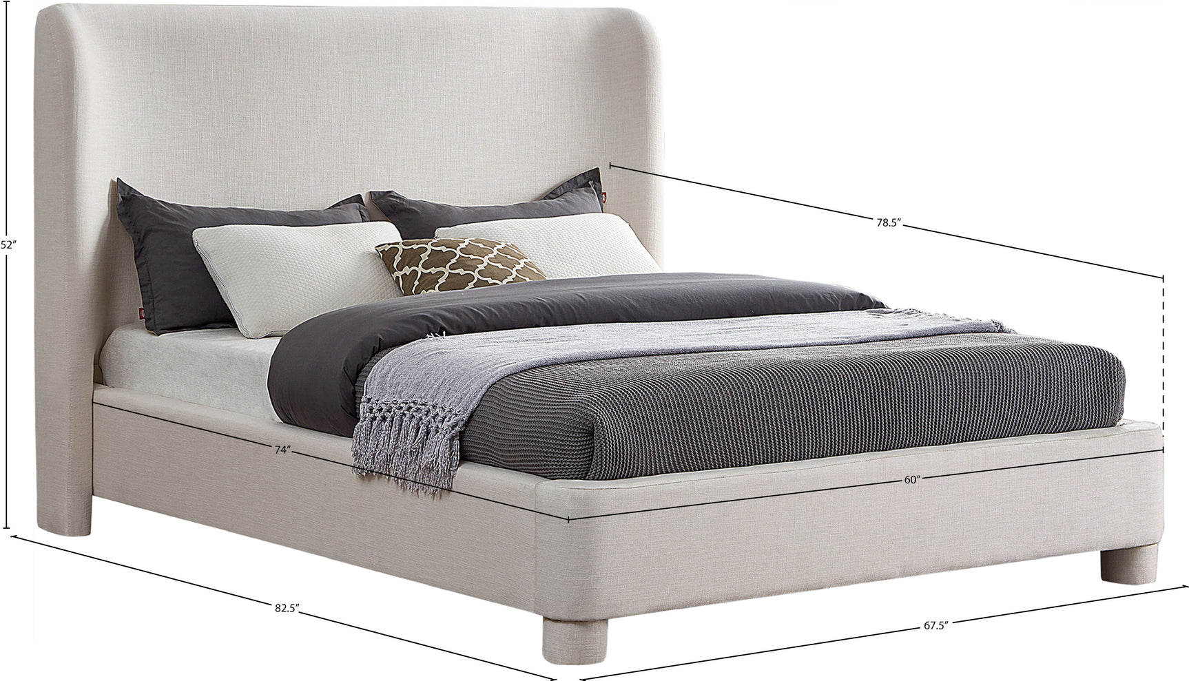 Seabreeze Cream Textured Fabric Upholstered Full Bed - Ornate Home