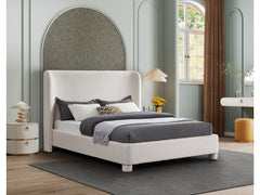 Seabreeze Cream Textured Fabric Upholstered King Bed - Ornate Home