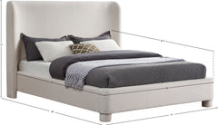 Seabreeze Cream Textured Fabric Upholstered Queen Bed - Ornate Home