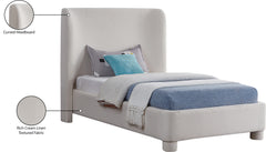Seabreeze Cream Textured Fabric Upholstered Twin Bed - Ornate Home