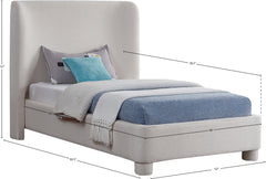 Seabreeze Cream Textured Fabric Upholstered Twin Bed - Ornate Home