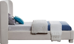 Seabreeze Cream Textured Fabric Upholstered Twin Bed - Ornate Home
