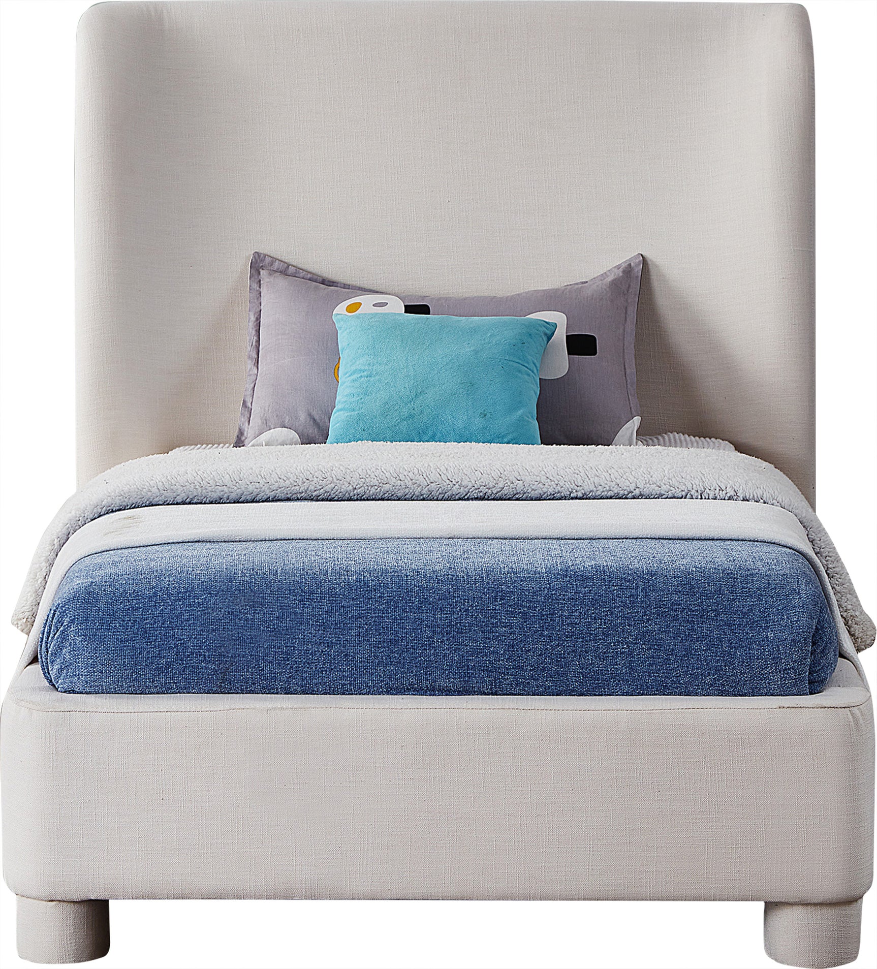 Seabreeze Cream Textured Fabric Upholstered Twin Bed - Ornate Home