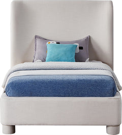 Seabreeze Cream Textured Fabric Upholstered Twin Bed - Ornate Home