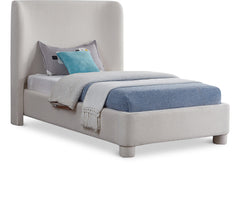 Seabreeze Cream Textured Fabric Upholstered Twin Bed - Ornate Home