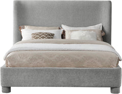 Seabreeze Grey Chenille Fabric Upholstered King Bed - Ornate Home