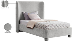 Seabreeze Grey Chenille Fabric Upholstered Twin Bed - Ornate Home