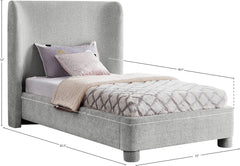 Seabreeze Grey Chenille Fabric Upholstered Twin Bed - Ornate Home
