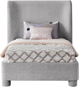 Seabreeze Grey Chenille Fabric Upholstered Twin Bed - Ornate Home