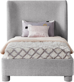 Seabreeze Grey Chenille Fabric Upholstered Twin Bed - Ornate Home