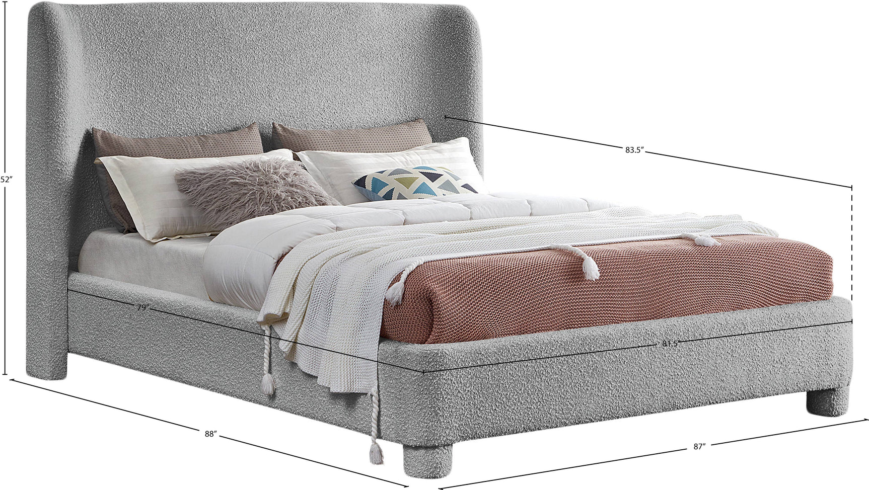 Seabreeze Grey Fabric Upholstered King Bed - Ornate Home