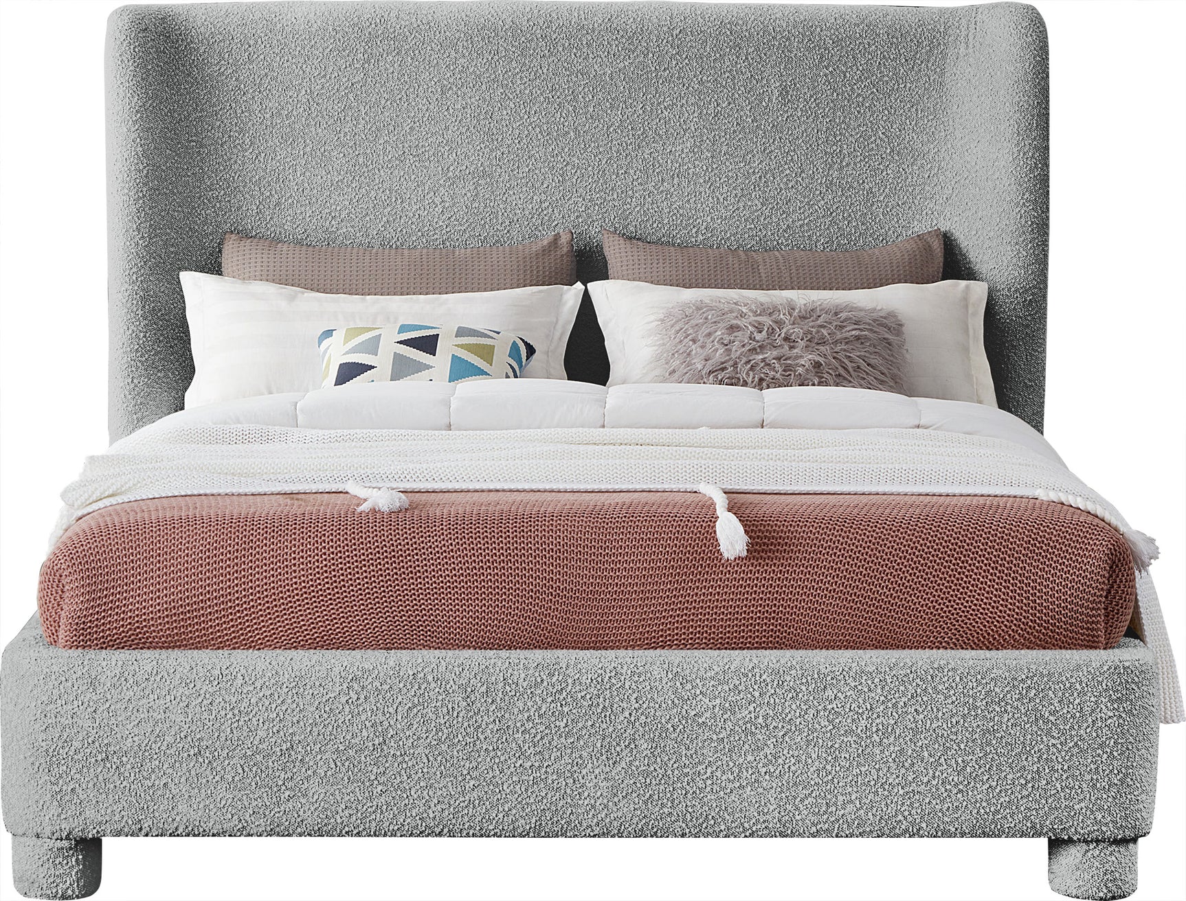 Seabreeze Grey Fabric Upholstered King Bed - Ornate Home