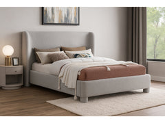 Seabreeze Grey Fabric Upholstered King Bed - Ornate Home