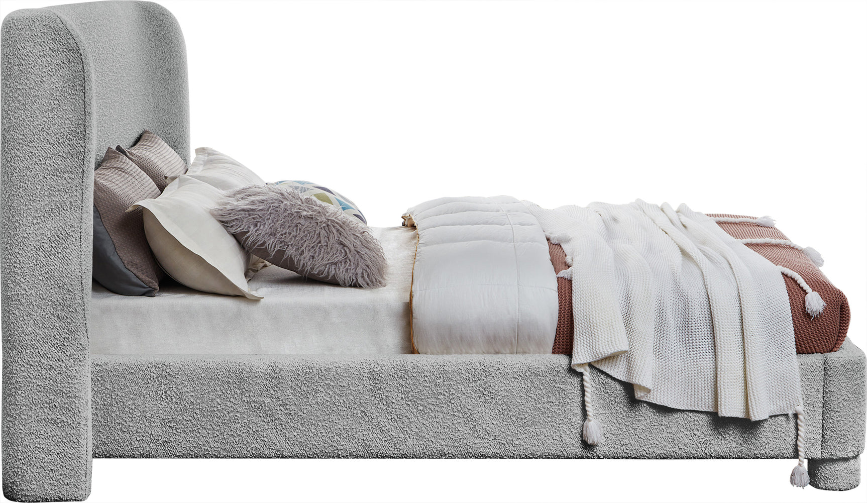 Seabreeze Grey Fabric Upholstered Queen Bed - Ornate Home
