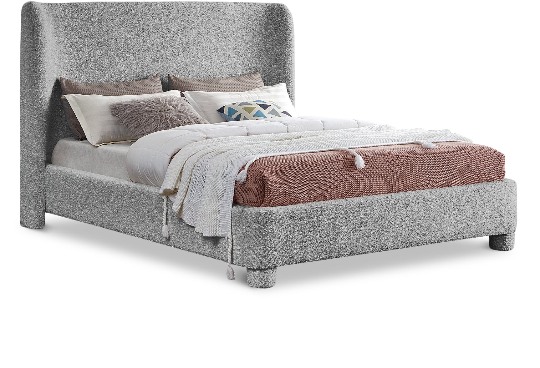Seabreeze Grey Fabric Upholstered Queen Bed - Ornate Home