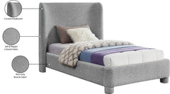 Seabreeze Grey Fabric Upholstered Twin Bed - Ornate Home