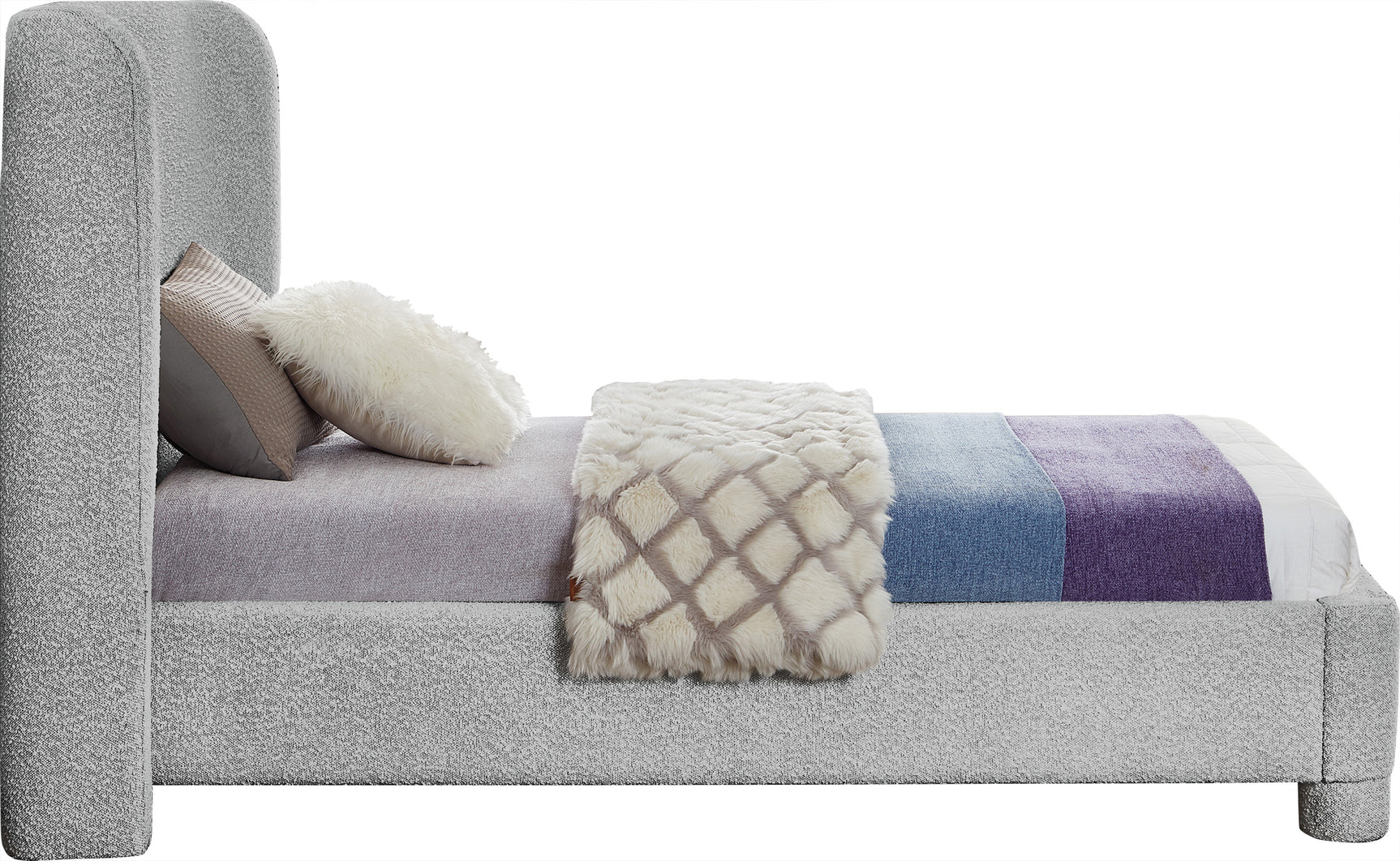 Seabreeze Grey Fabric Upholstered Twin Bed - Ornate Home
