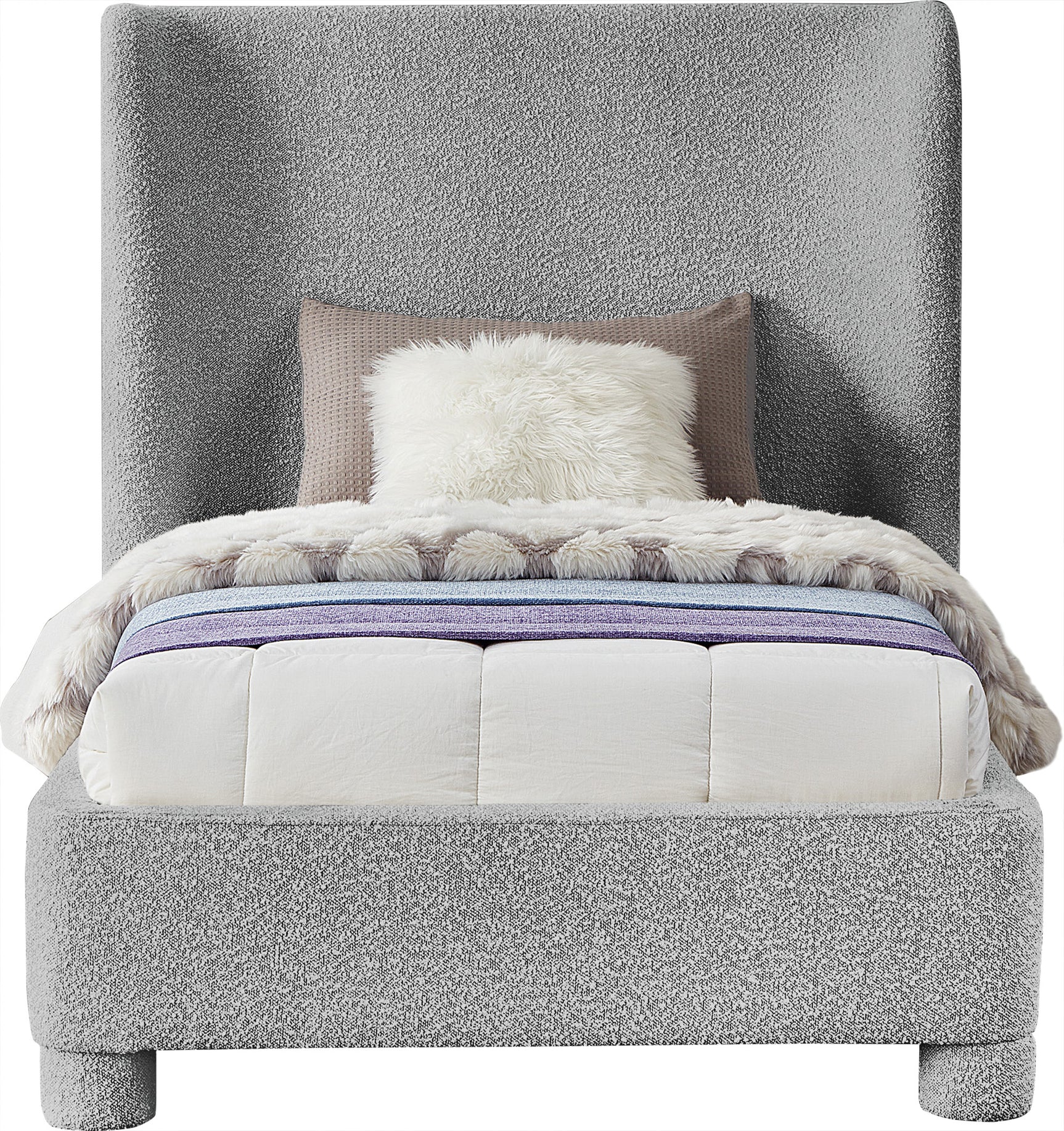 Seabreeze Grey Fabric Upholstered Twin Bed - Ornate Home