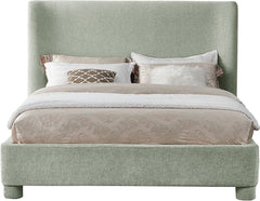Seabreeze Mint Green Mint Chenille Fabric Upholstered Full Bed - Ornate Home