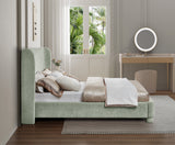Seabreeze Mint Green Mint Chenille Fabric Upholstered King Bed - Ornate Home